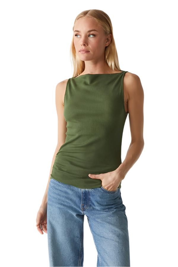 Coco Ruched Boat Neck Tee