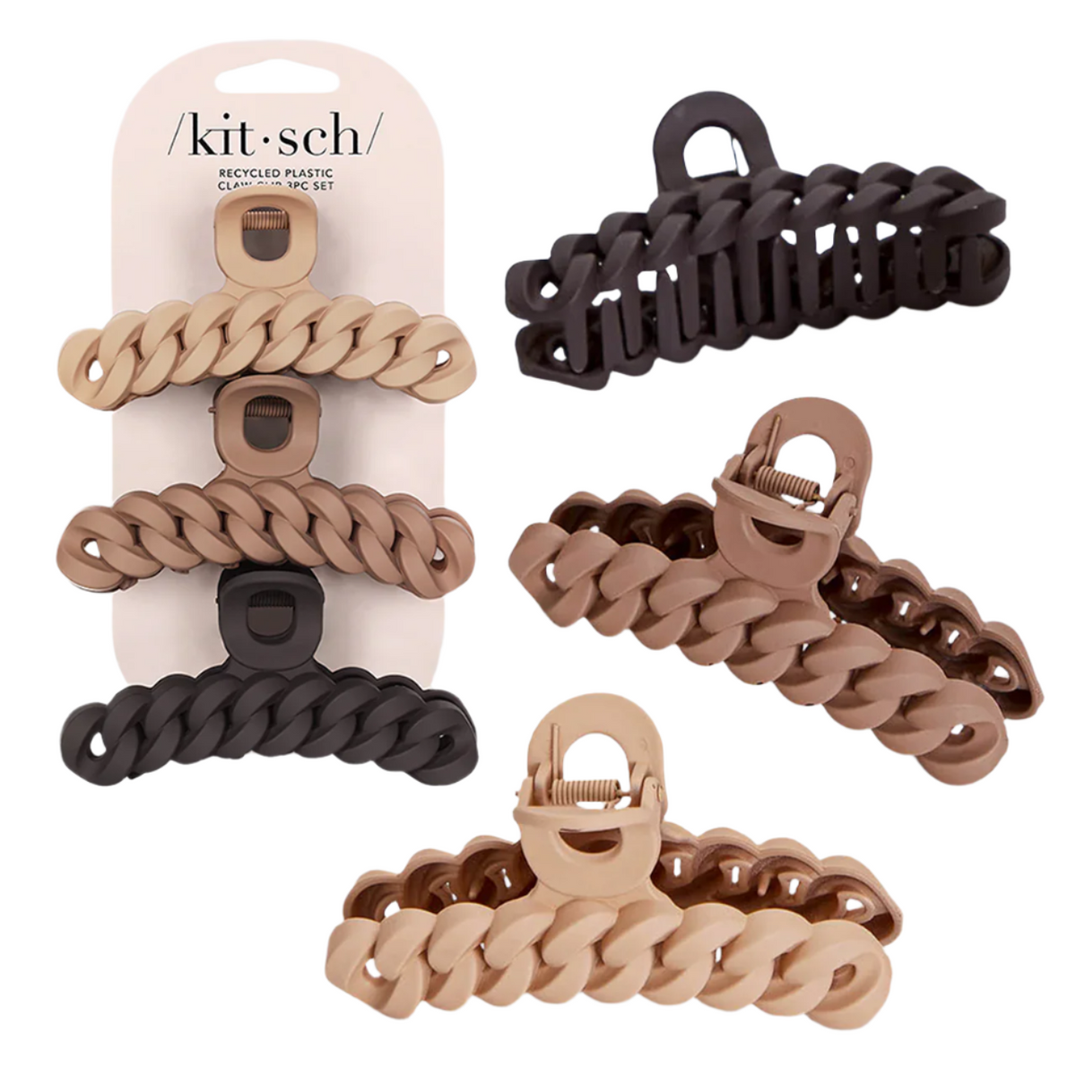 Chain Claw Clip 3 Pc Set - Neutral