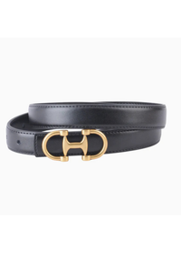 Stitched Clean Leather Belt with Horsebit Buckle