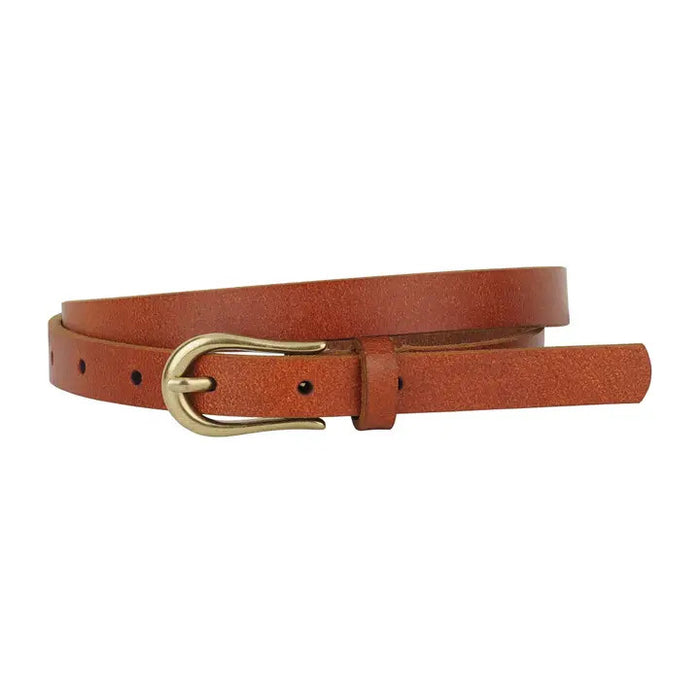 Everyday Skinny Brass Buckle Leather Belt