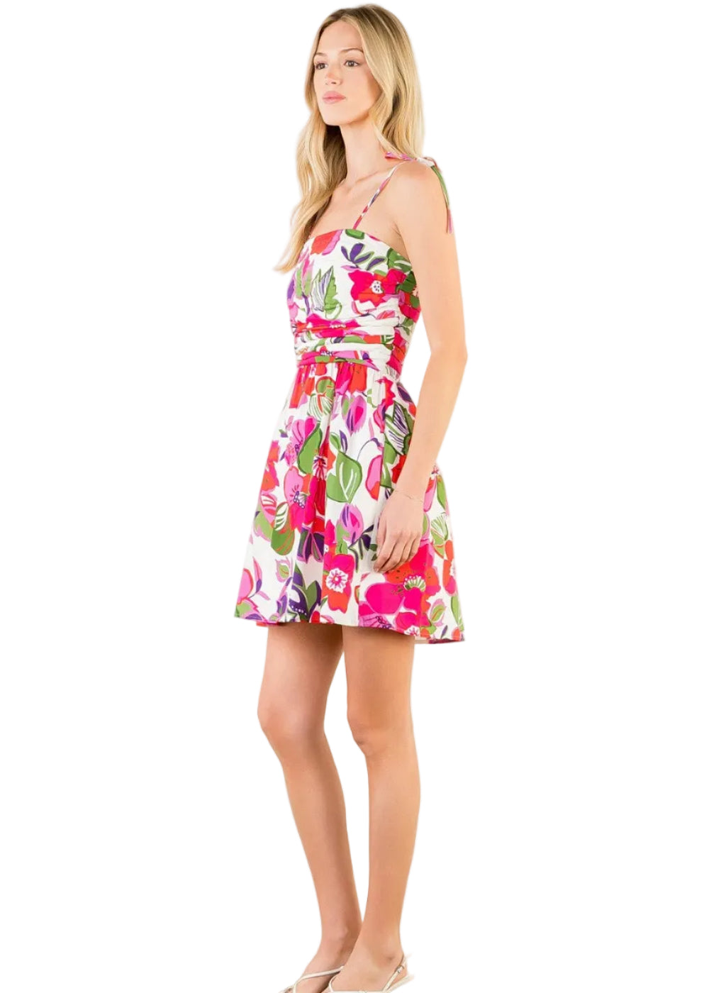 Floral Print Pleated Dress