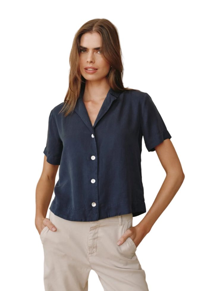 Short Sleeve Flowy Button Down - Endless Sea