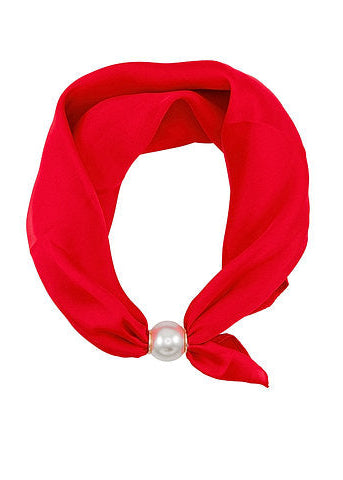 Accented Pearl Scarf Choker - Red