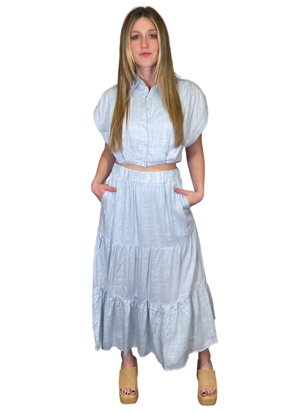 Izzy Linen Blend Tiered Skirt