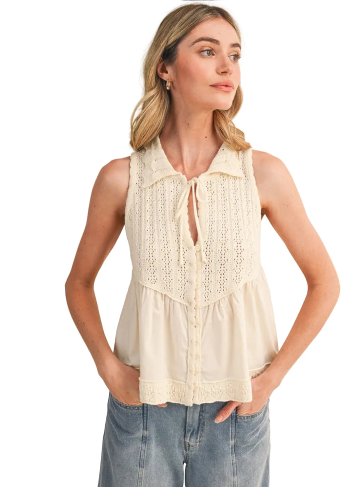 Collared Button Down Sweater Top