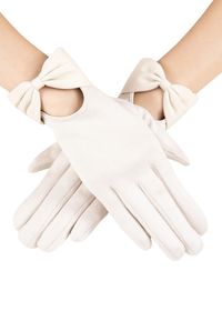 Bow Leatherette Gloves