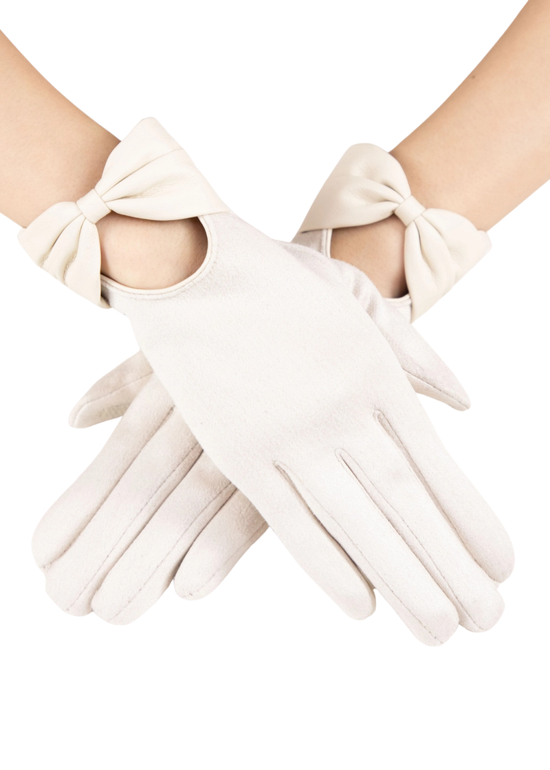 Bow Leatherette Gloves