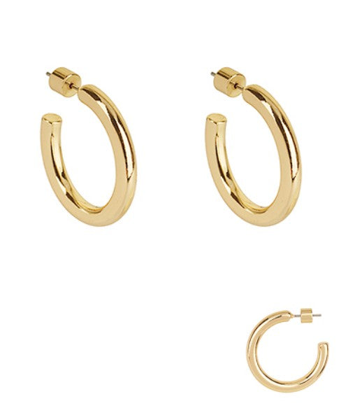 25mm Cylinder Metal Hoop Earrings