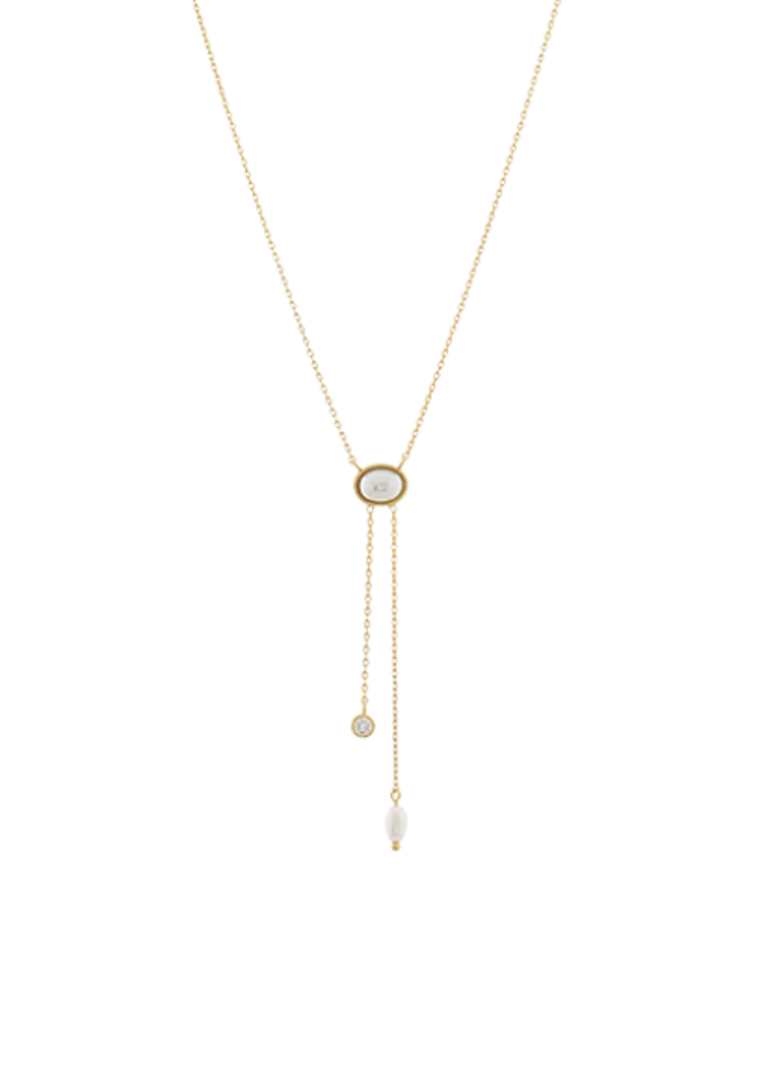 Oval Pearl Y Shape Necklace