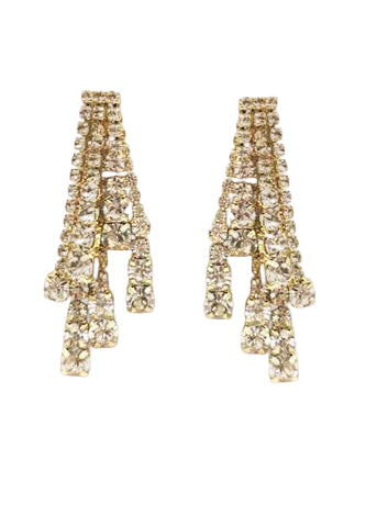 Fringe Pave Crystal Earrings - Clear