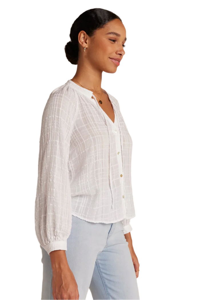 Full Sleeve Raglan Button Down - White