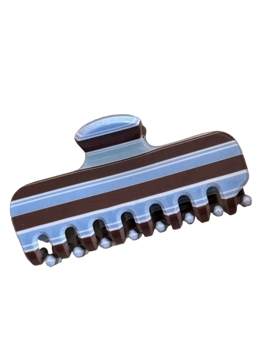 Plaid Striped Rectangular Hair Claw