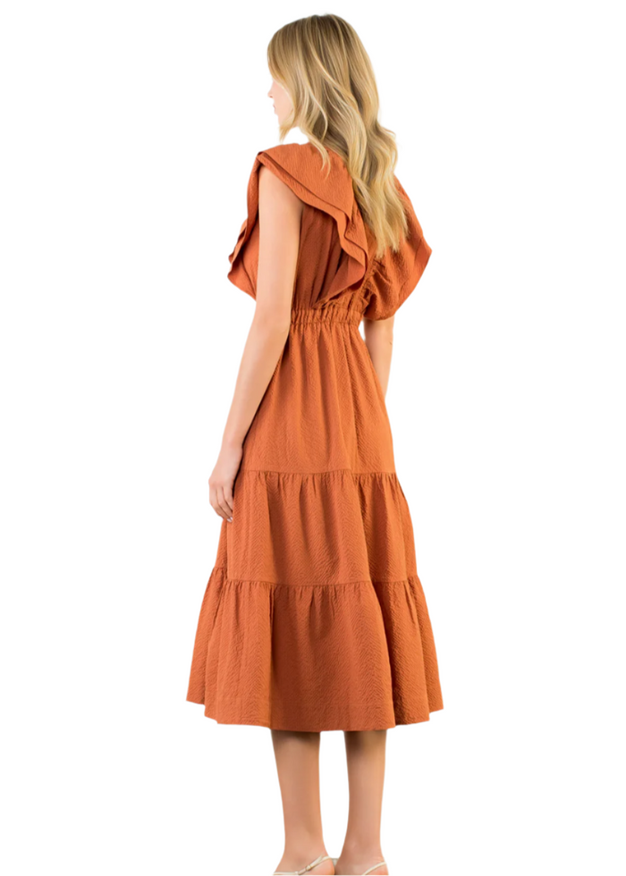 Flutter Sleeve Tiered Maxi Dress