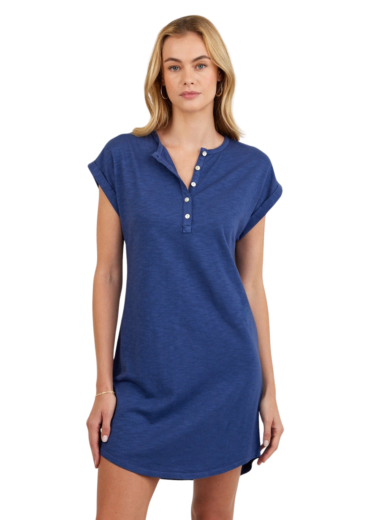Cap Sleeve Placket Dress