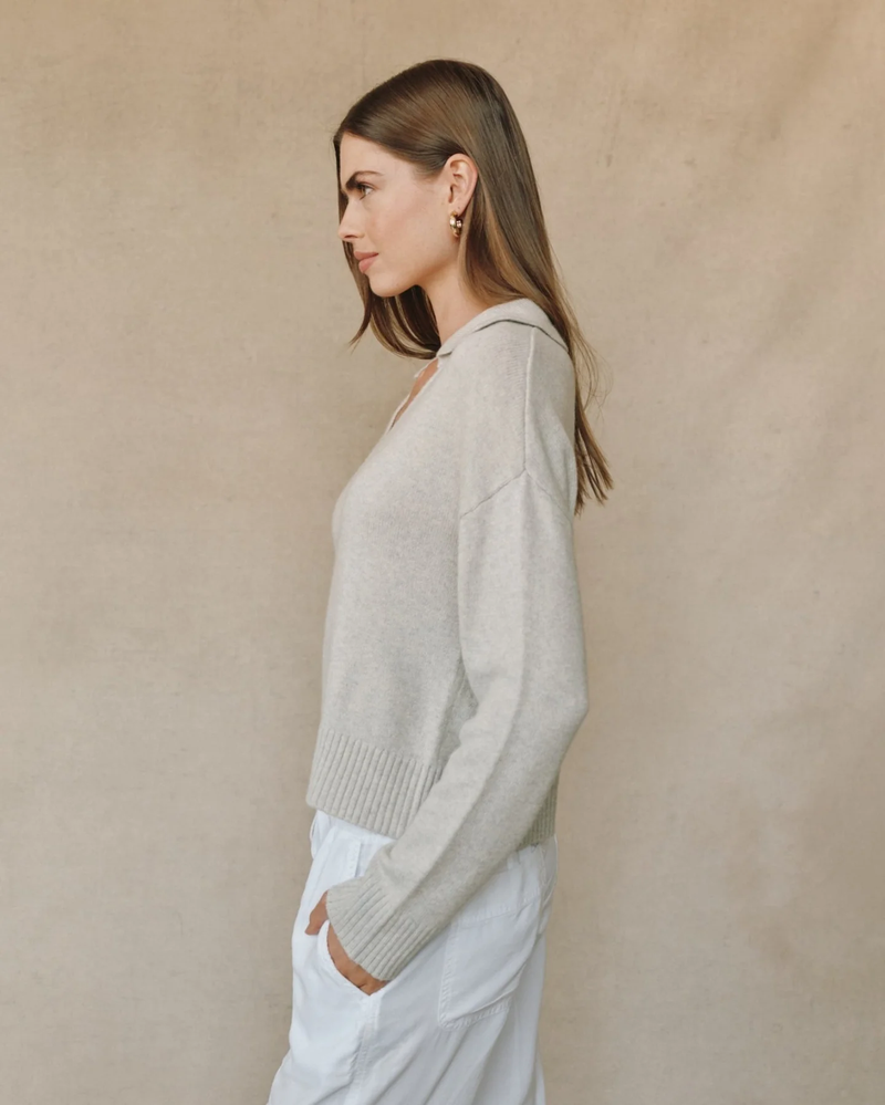 Pullover Sweater w/ Collar, Heather Moon