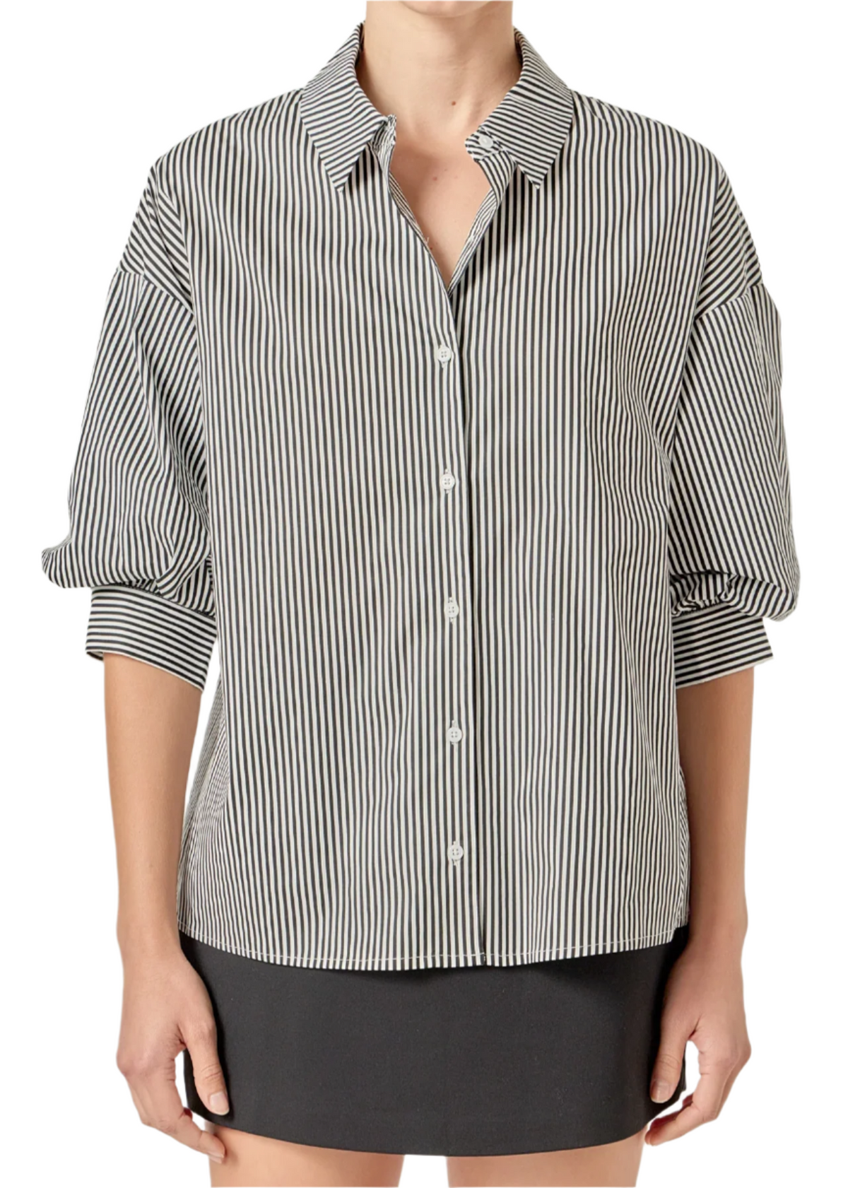 Elevated Striped Button Down Top