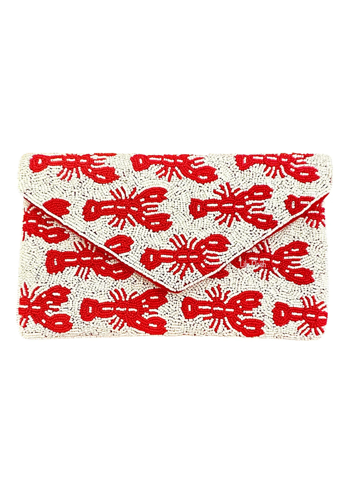 Beaded Lobster Clutch Crossbody Bag Marine Life