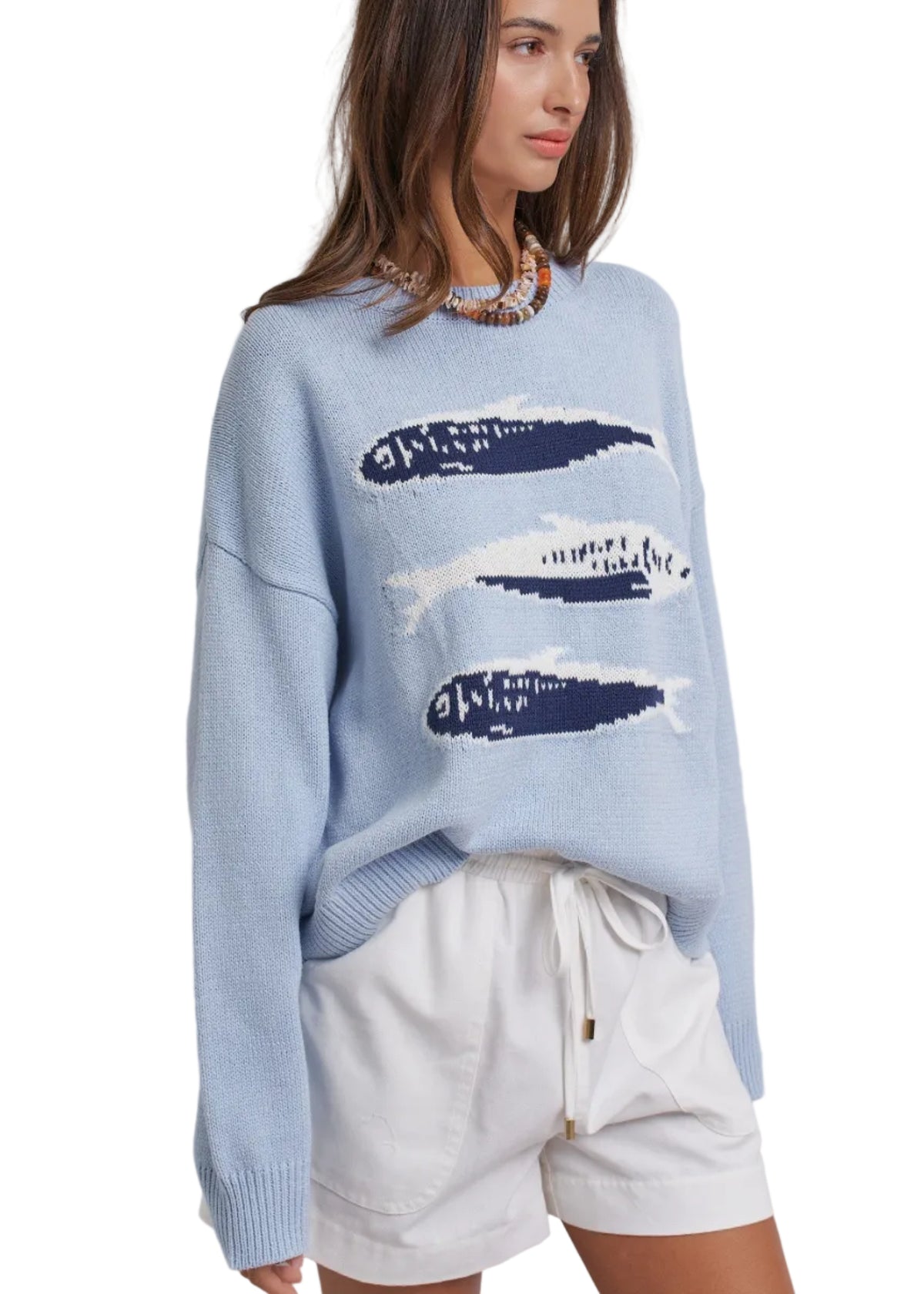 Seaside Sardine Oversized Summer Knit Sweater