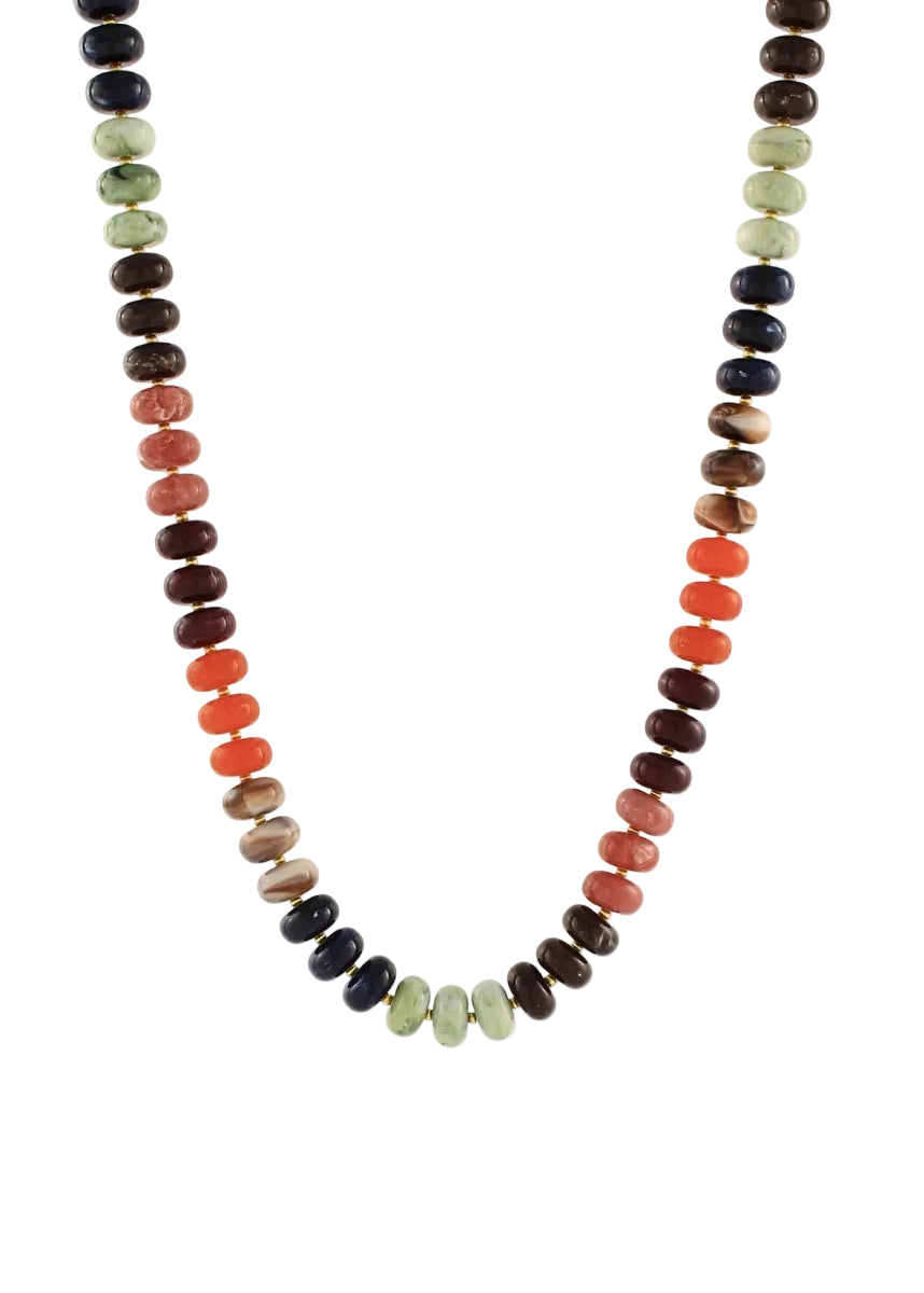 Marble Rondelle & Seed Bead Necklace - Dark Multi