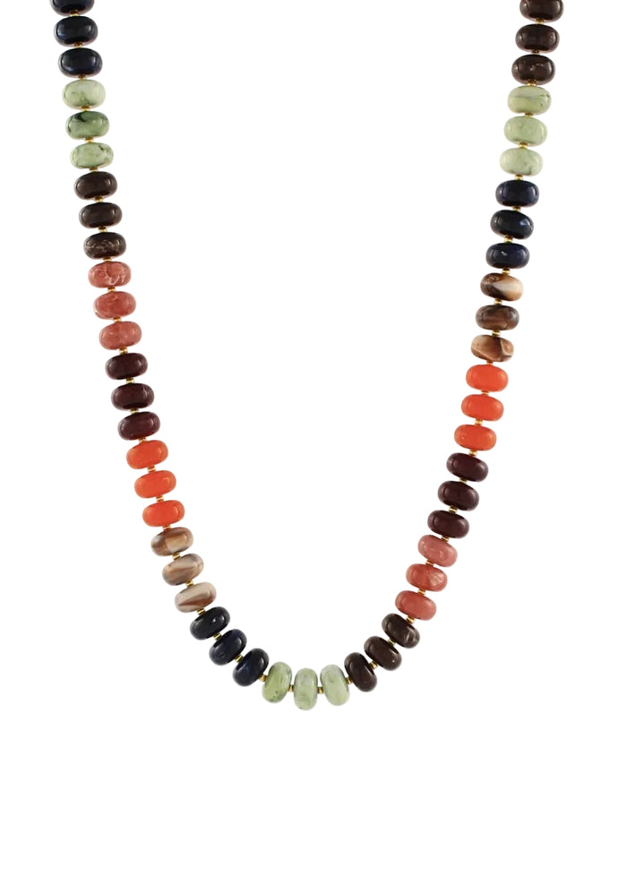 Marble Rondelle & Seed Bead Necklace - Dark Multi