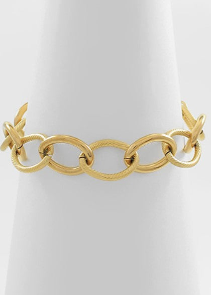 Oval Linked Stainless Steel Bracelet