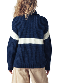 Chunky Half-zip Sweater With Stripe