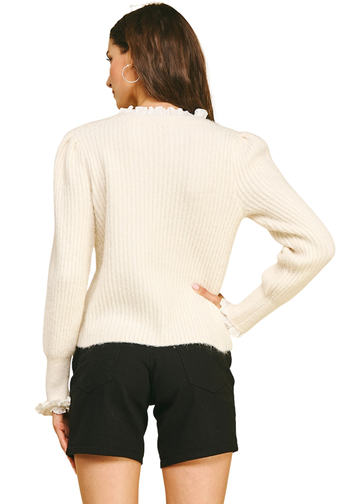 Knit Woven Combi Sweater Top