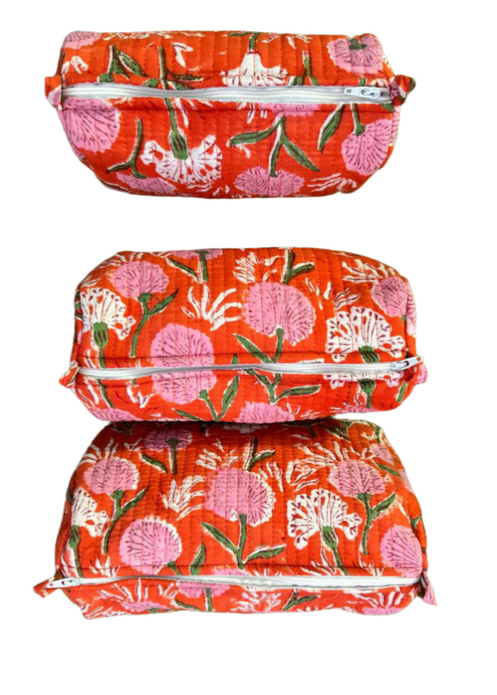 Quilted Cosmetic Bag  - Set of 3