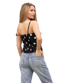 Draped Polka Corset Tube Top
