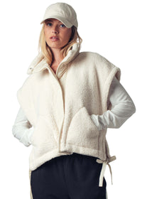 Cozy Sherpa Vest With Quilted Collar