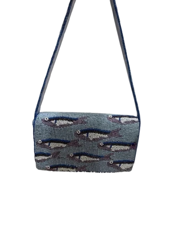 Sardines in Tin Can Olive Oil Crossbody Beaded Bag, Olives