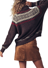 Nordic Fair Isle Wool Turtle Neck Sweater