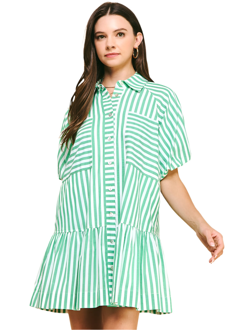 Striped Button Down Mini Dress