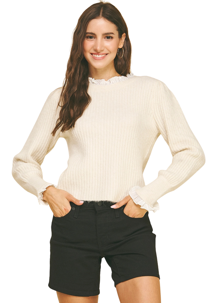 Knit Woven Combi Sweater Top