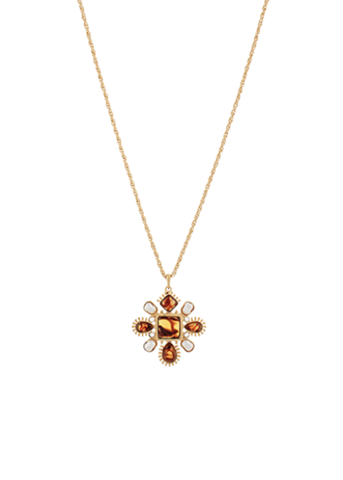 Multi Shape Stone & Pearl Necklace