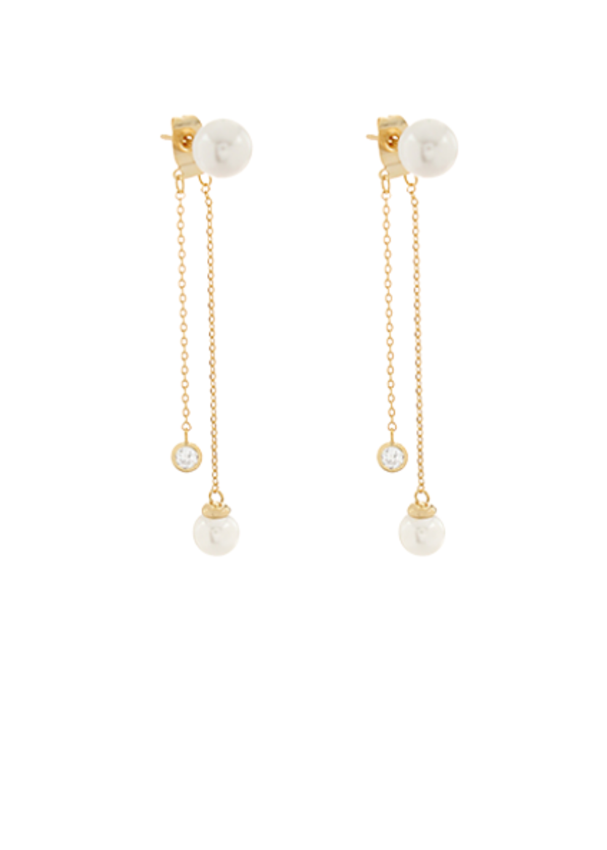 End Pearl & CZ Chain Earrings
