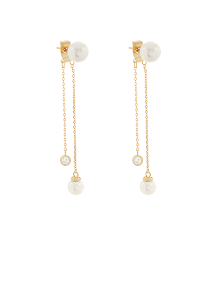 End Pearl & CZ Chain Earrings