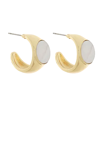 Accented MOP Round Hoops-Gold/Cream
