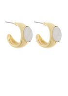 Accented MOP Round Hoops-Gold/Cream