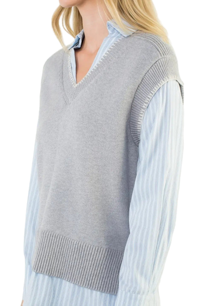 V-Neck Layered Knit Top