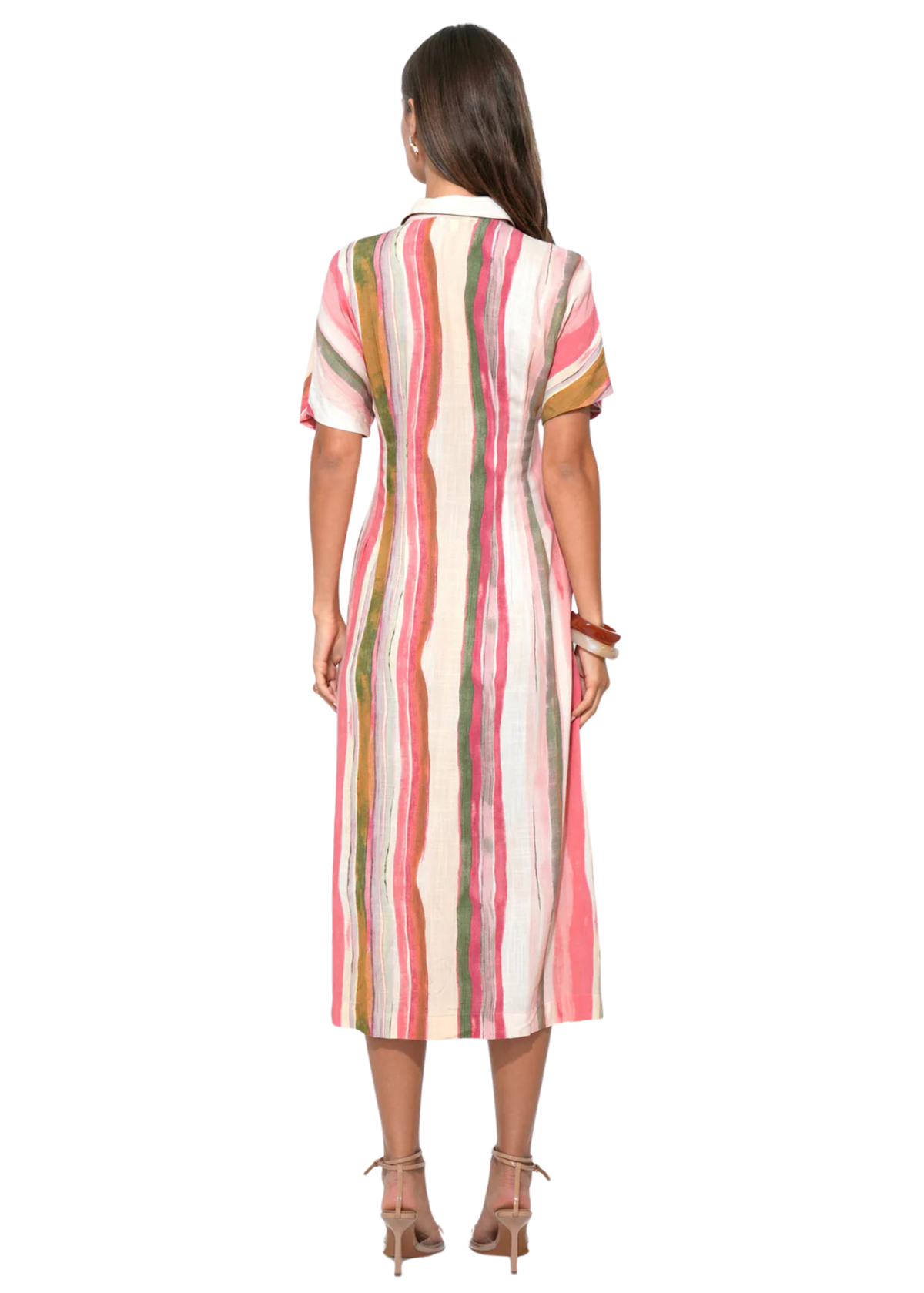 Heidi Button Up Stripe Midi Dress