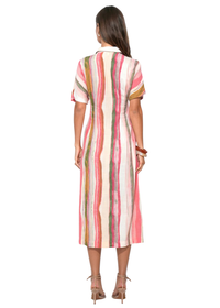 Heidi Button Up Stripe Midi Dress