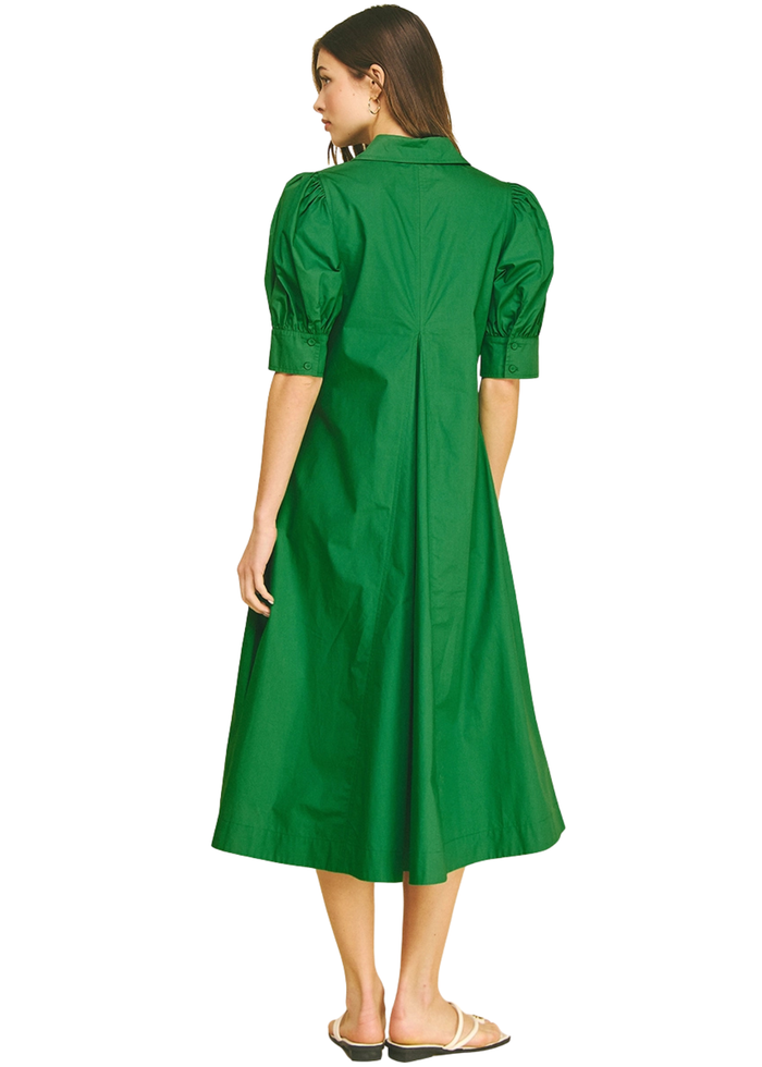 Puff Sleeve Midi Dress