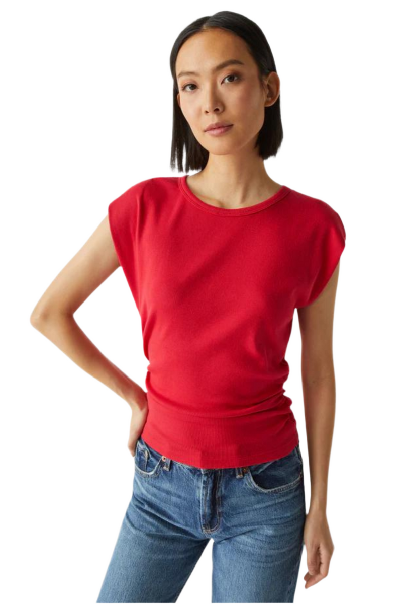 Joni Crew Neck Power Shoulder Top