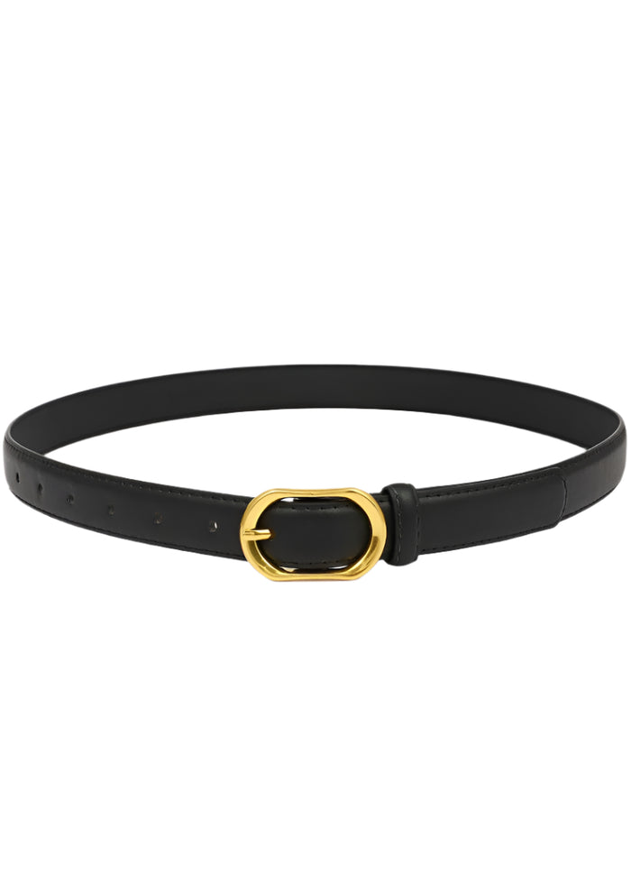 Gold Round Buckle Slim Belt