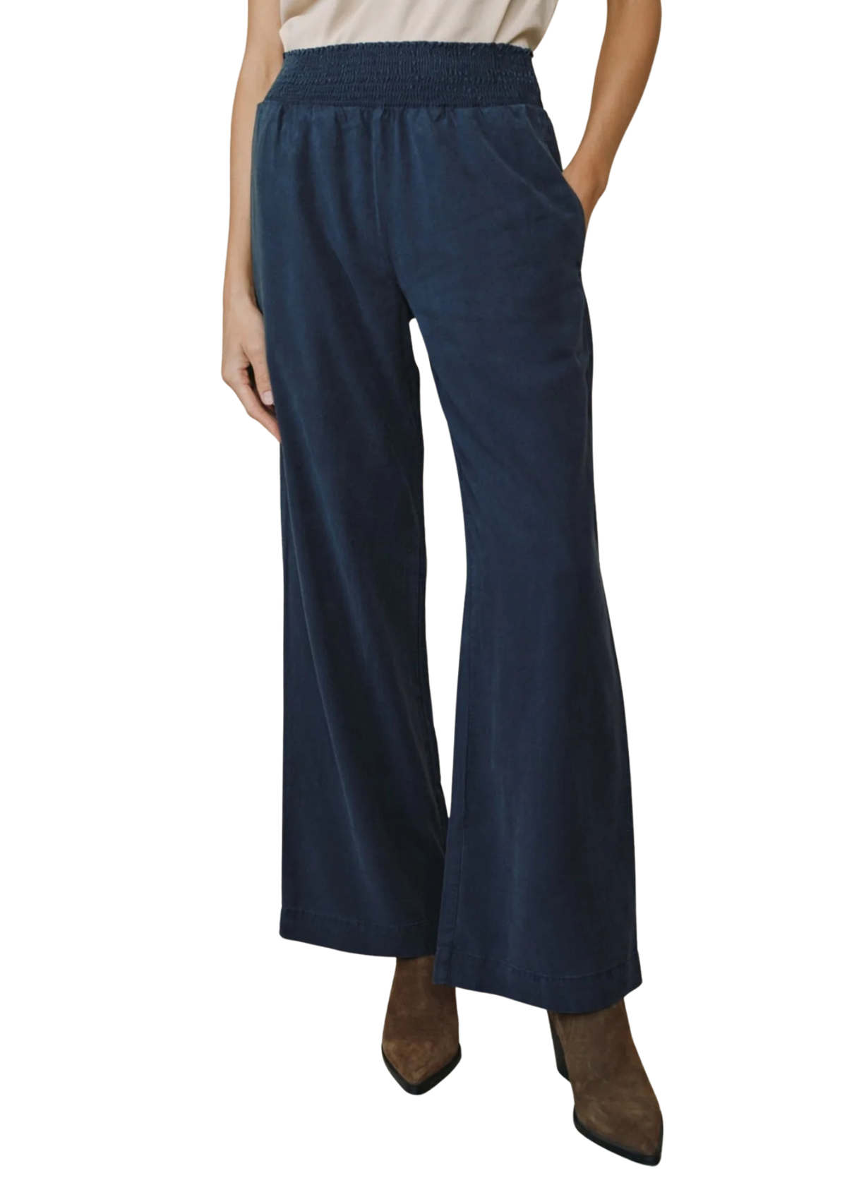 Smocked Waist Wide Leg Pant