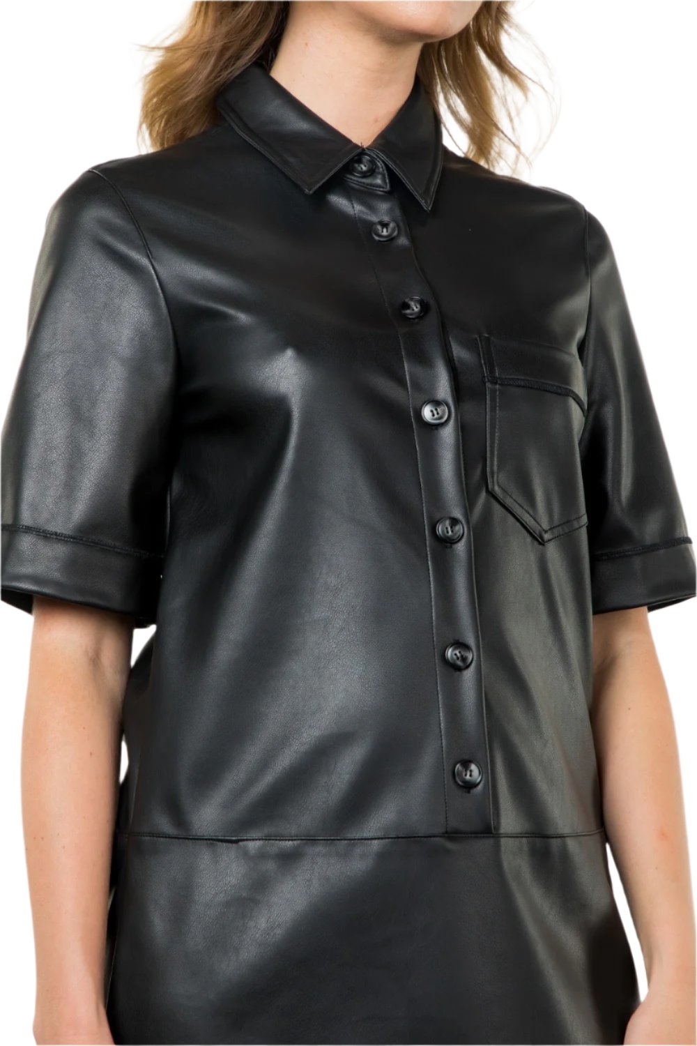 Jamie Faux Leather Shirt Dress