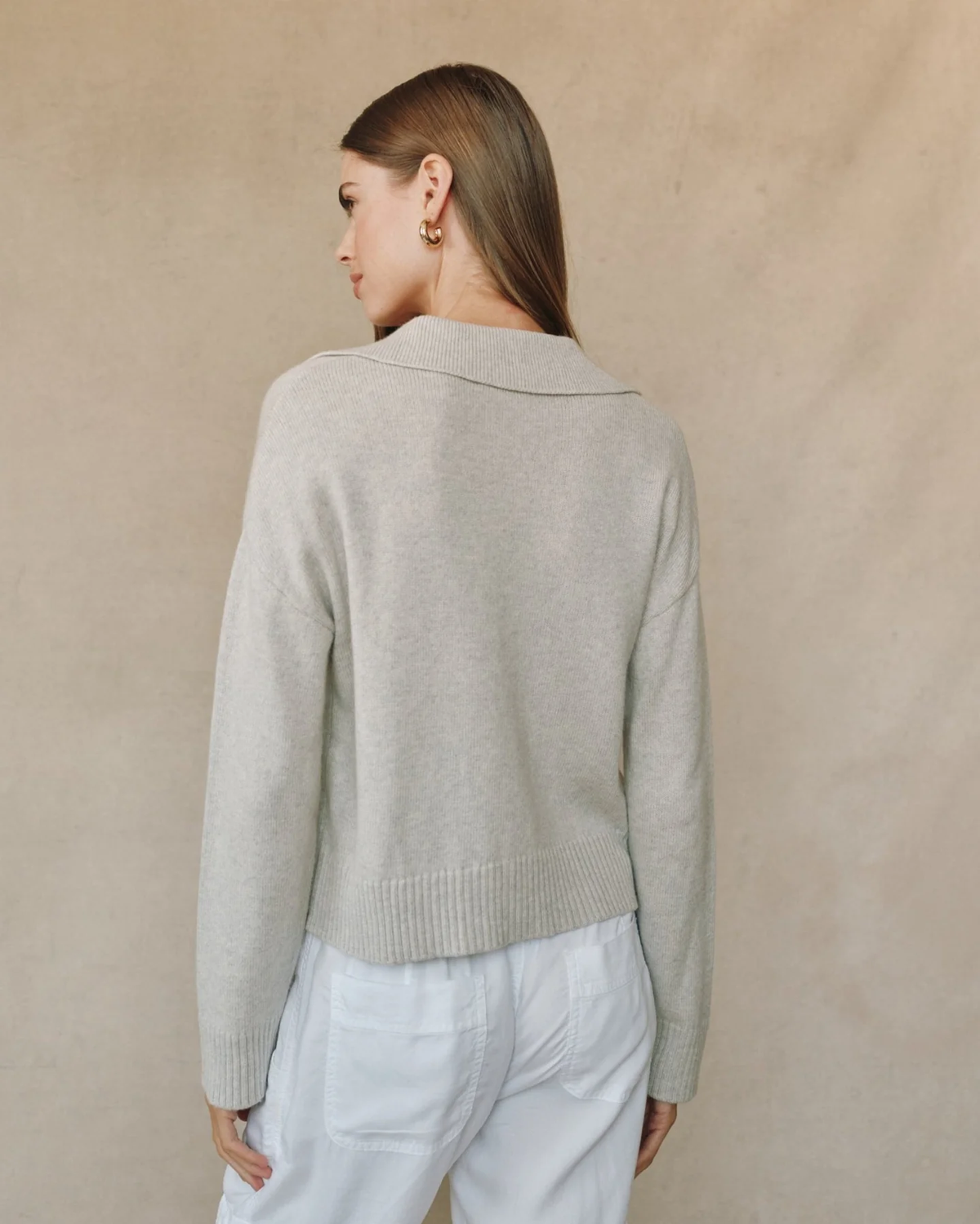 Pullover Sweater w/ Collar, Heather Moon