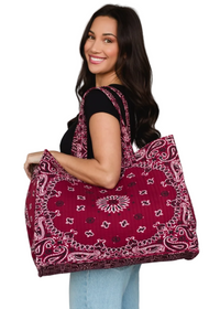 Burgundy Bandana Tote