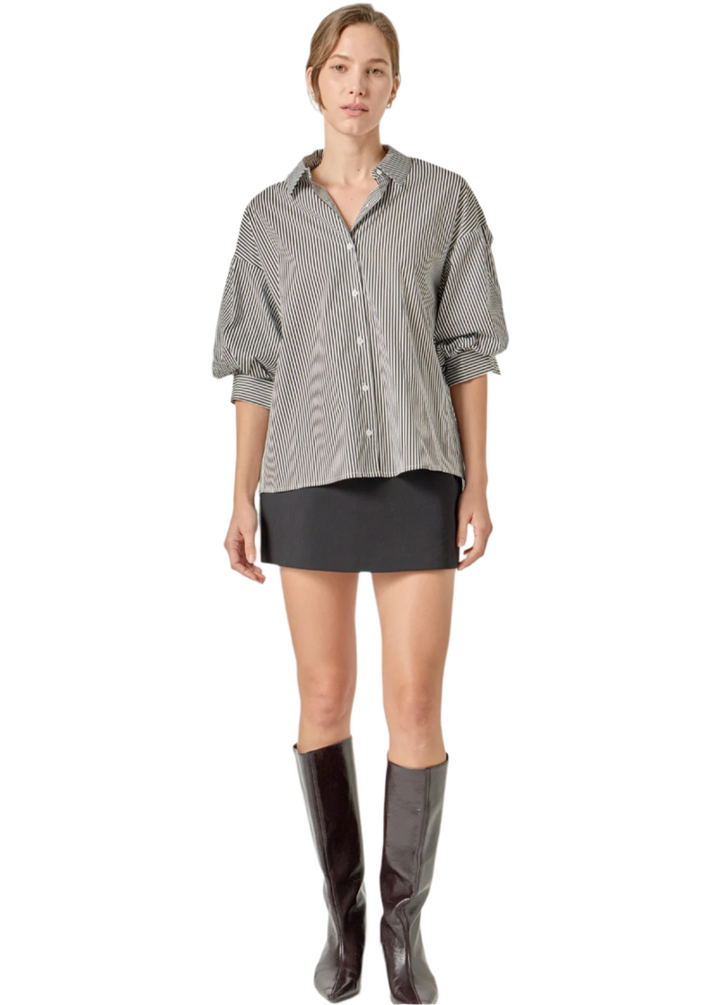 Elevated Striped Button Down Top